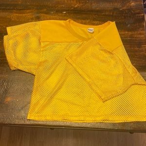 Football practice yellow mesh jersey men size large